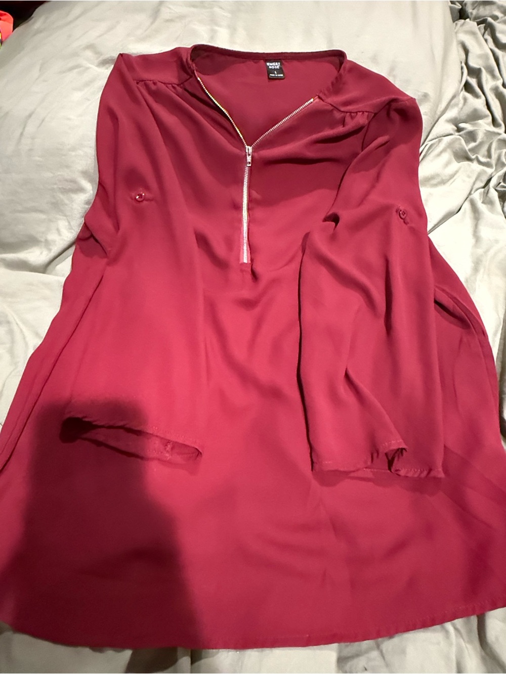 Windsor Women's Wine Zip-Front Blouse